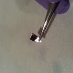 Chip with smooth layer of photoresist.